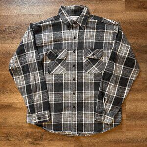 Field & Stream Casual Button Down Mens XL Gray Plaid Rugged Flannel Shacket